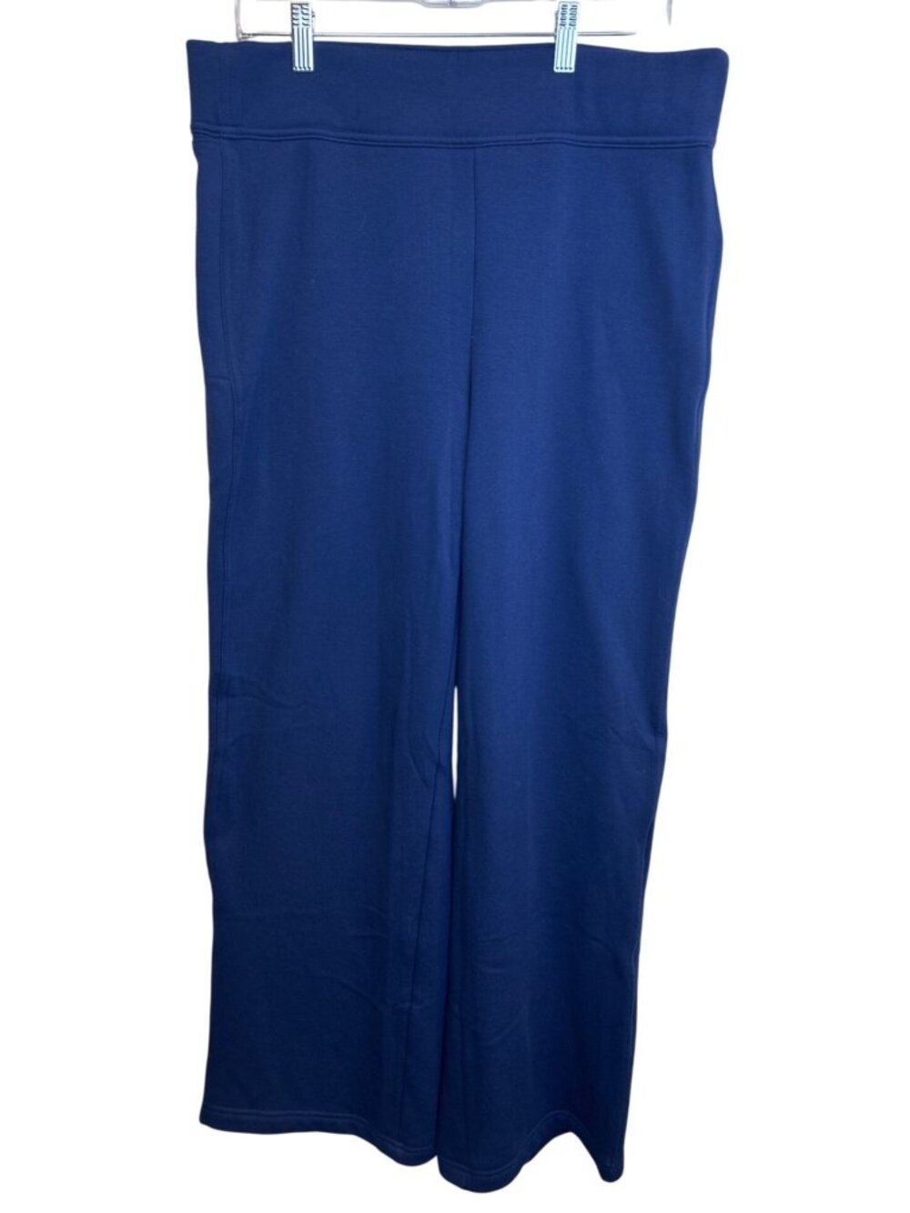 Lands’ End Navy Blue Knit Wide Leg Sweatpants Women's L  Comfortable Pull-On - Picture 2 of 10